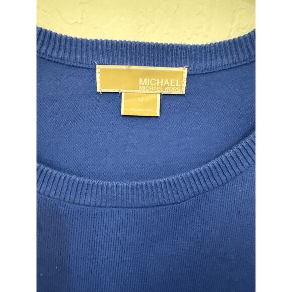 Michael Kors Blue Knit Sweater Dress with Zipper Pockets - Size Medium - Picture 3 of 11